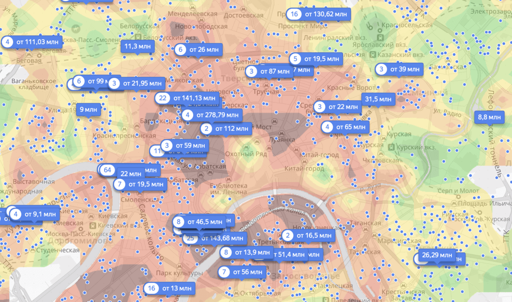 Тепловые Яндекс.Карты для инвестиций в жилье